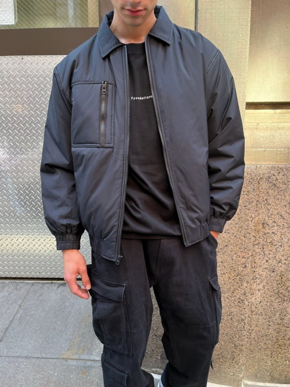 Oak + Fort — Puffer Jacket — Black — Small